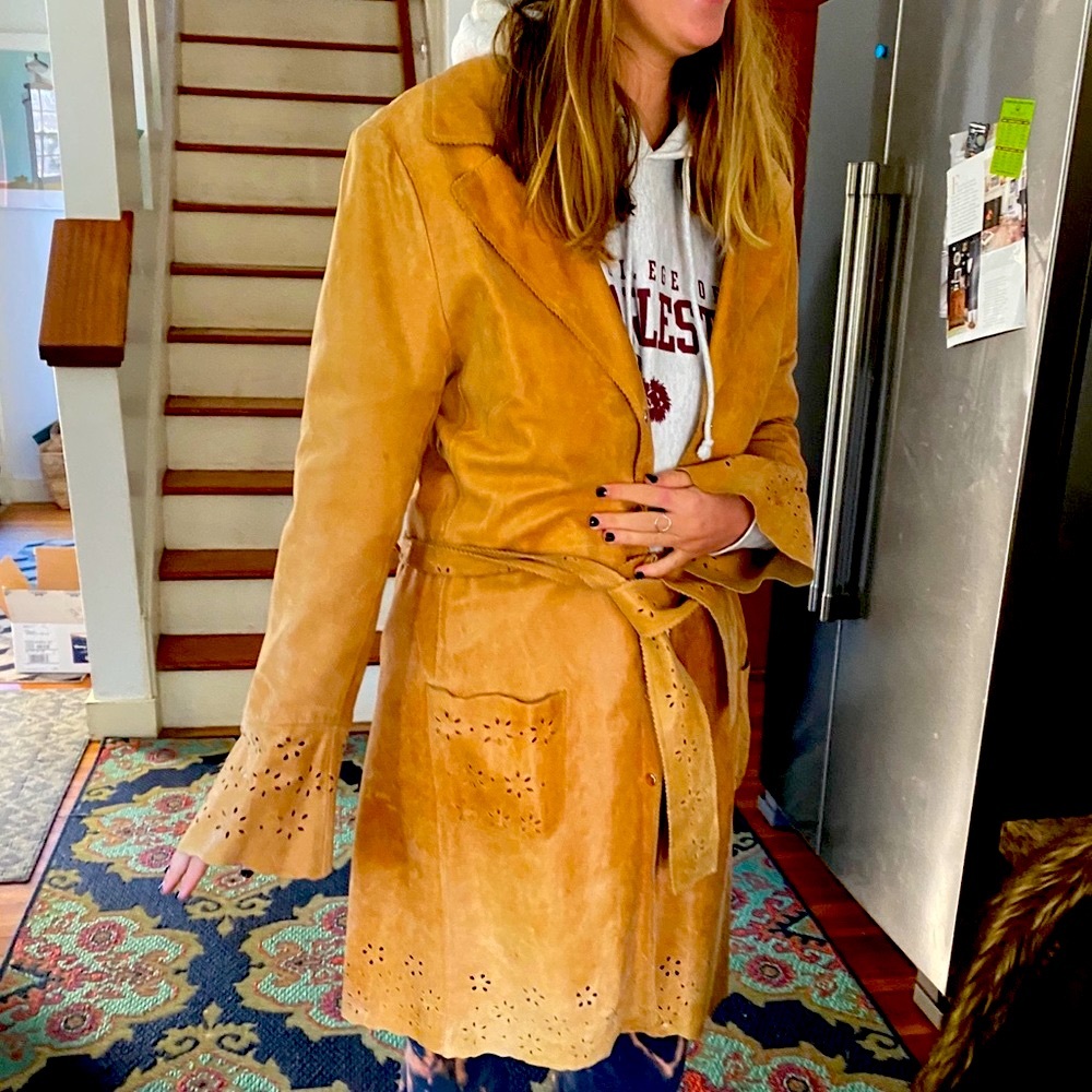 Butterscotch Bell Sleeve cutout Leather Vintage Boho coat.Fits like a medium.